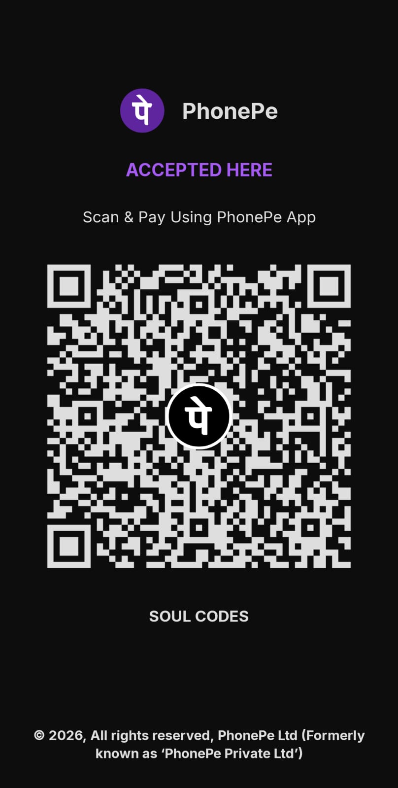 PhonePe QR Code — SOUL CODES